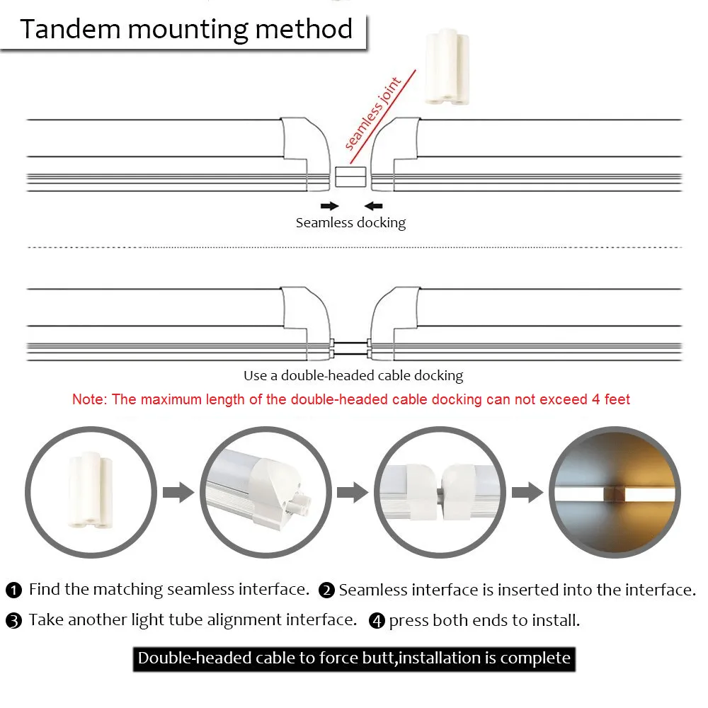 (10-PACK) Linkable LED T8 4ft 36w 5,472 Lumen CLEAR LENS (NO RF) V-Series w/Mounting Hardware