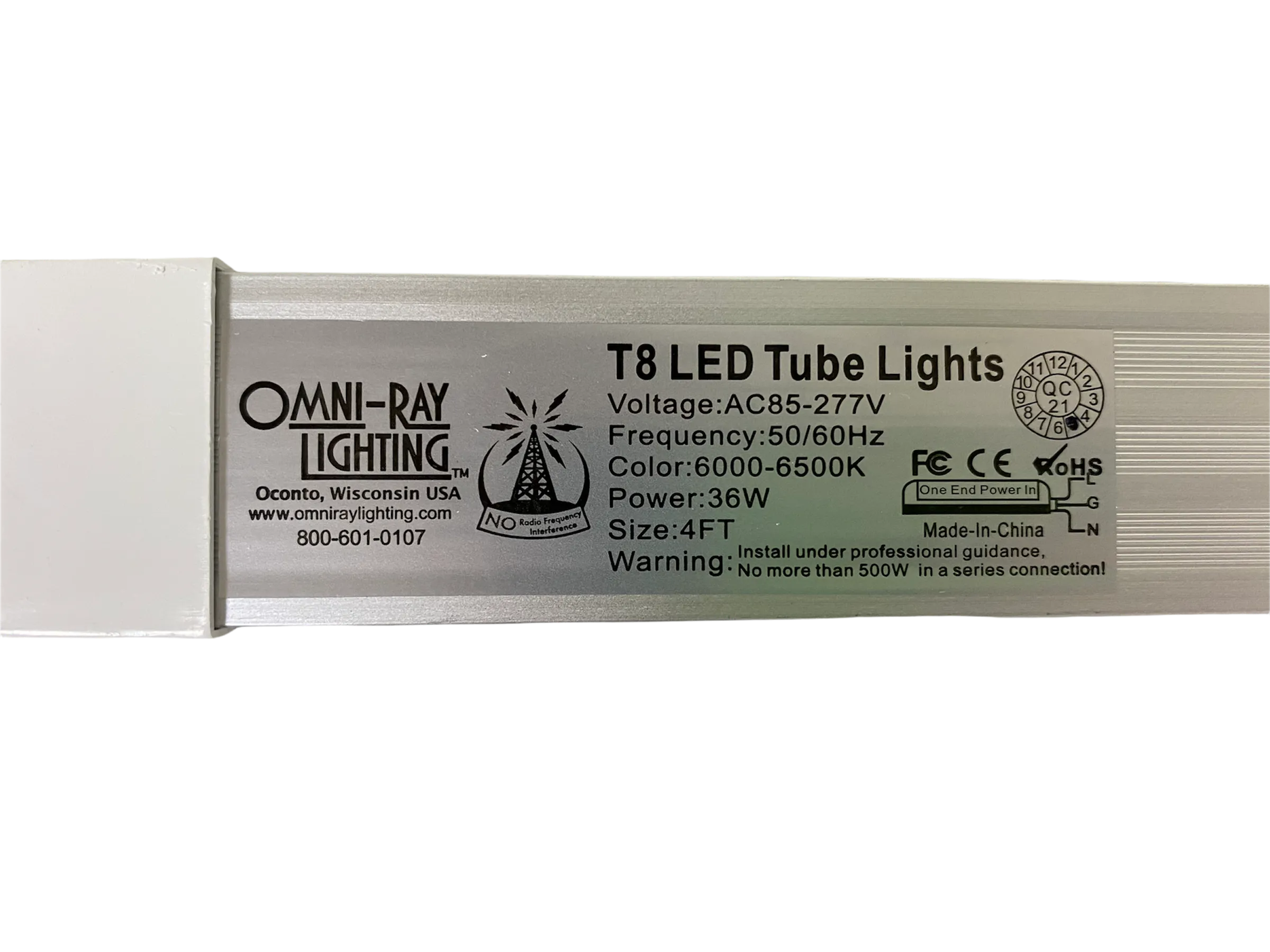 (10-PACK) Linkable LED T8 4ft 36w 5,472 Lumen CLEAR LENS (NO RF) V-Series w/Mounting Hardware