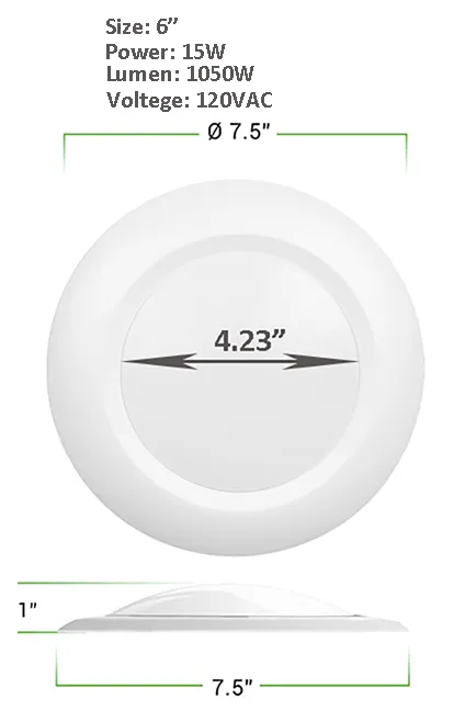 (10 Pack SALE) High Output 6 Inch Surface Mount Down Light Kit 3CCT 15w 1,650 Lumen (3000K, 4000K, 5000K) Dimmable