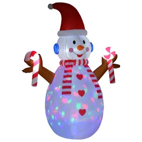 2.4m Christmas Inflatable Snowman with Candy, Rotating Lighted for Home Indoor Outdoor Garden Lawn Decoration Party Prop