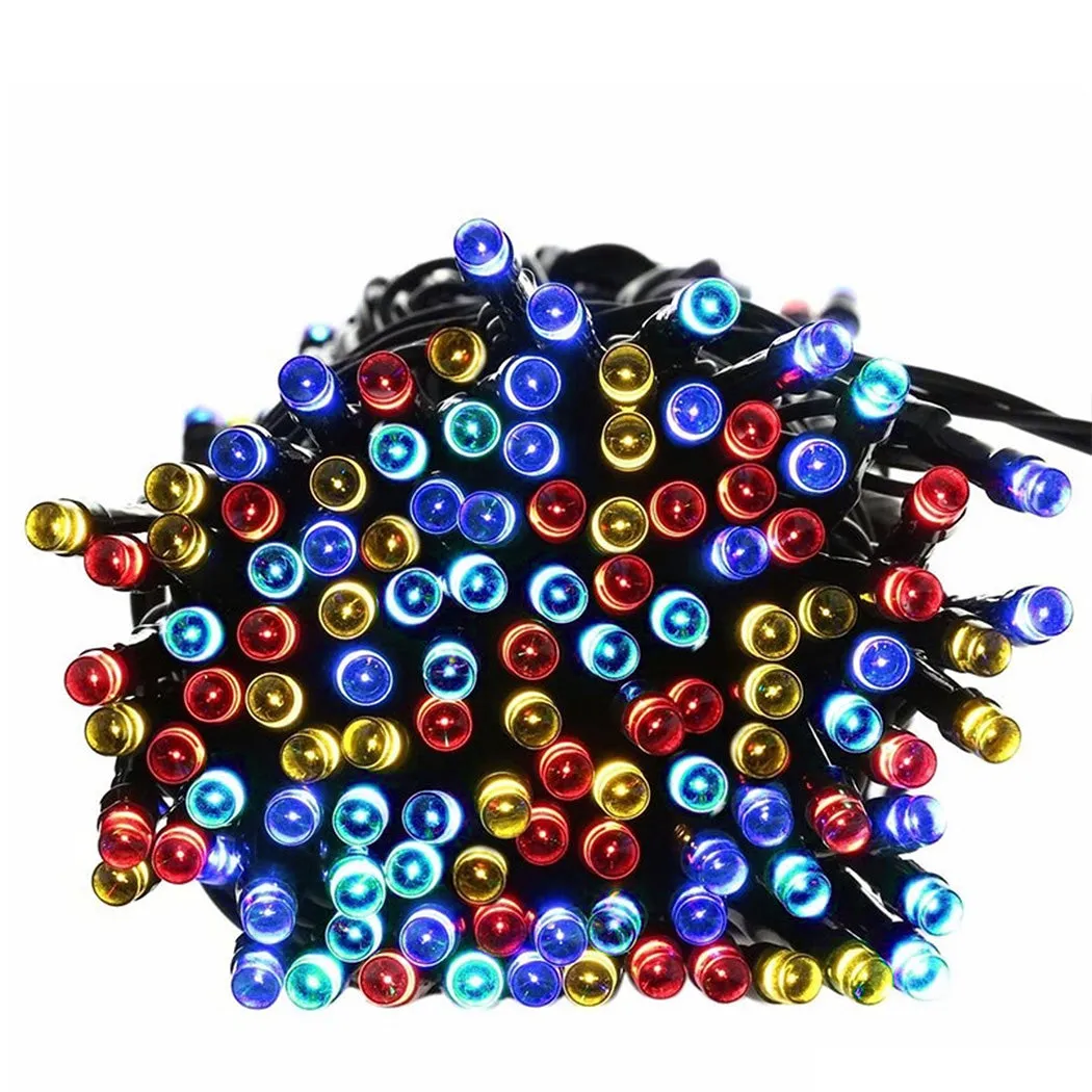 25M 200 LED Bulbs String Solar Powered Fairy Lights Garden Christmas - Multicolour