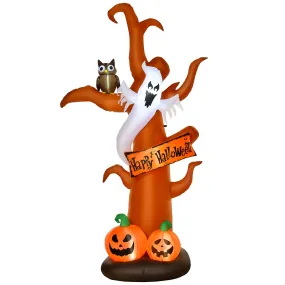 2.7m Halloween Inflatable Tree with Ghost and Pumpkin, LED Lighted for Home Indoor Outdoor