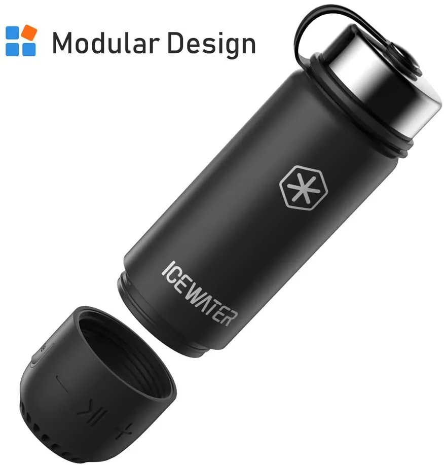 3-in-1 Smart Stainless Steel Water Bottle(Glows to Remind You to Stay Hydrated) Bluetooth Speaker  Dancing Lights,20 oz,Stay Hydrated and Enjoy Music,Great Gift (Black))