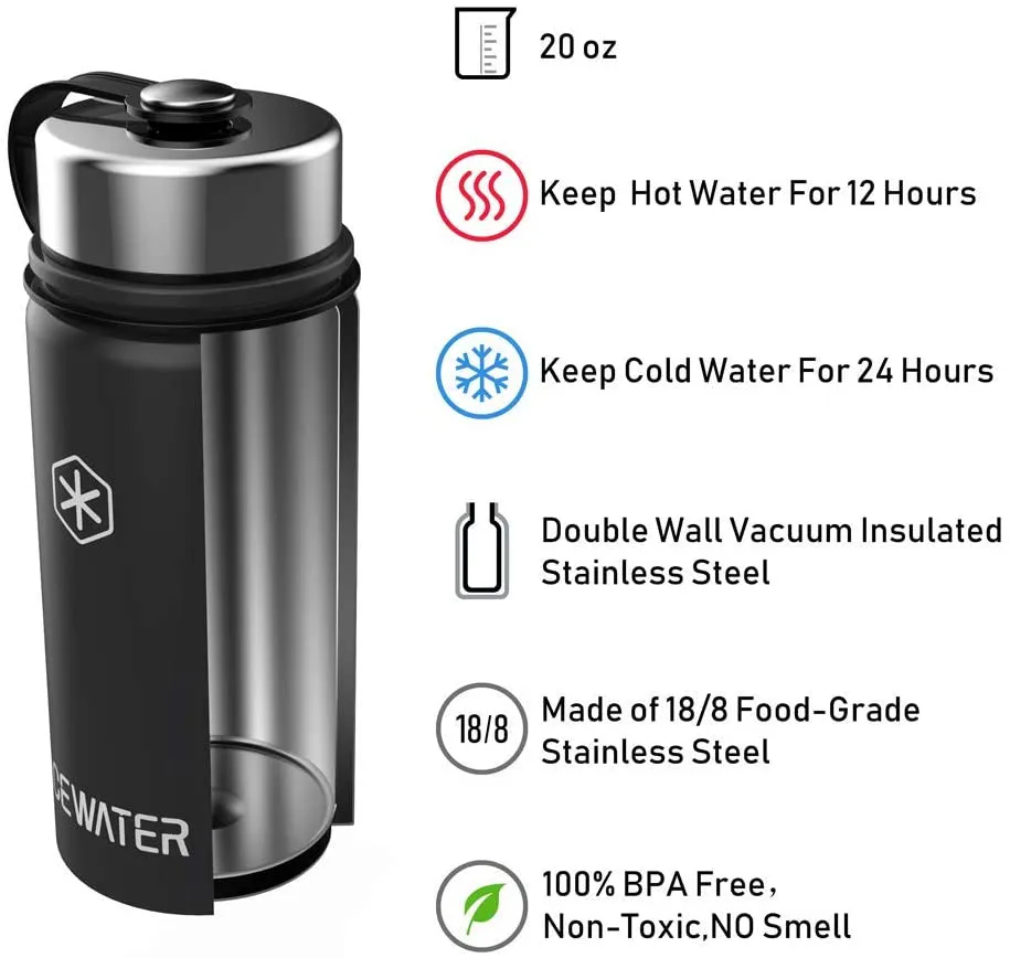 3-in-1 Smart Stainless Steel Water Bottle(Glows to Remind You to Stay Hydrated) Bluetooth Speaker  Dancing Lights,20 oz,Stay Hydrated and Enjoy Music,Great Gift (Black))