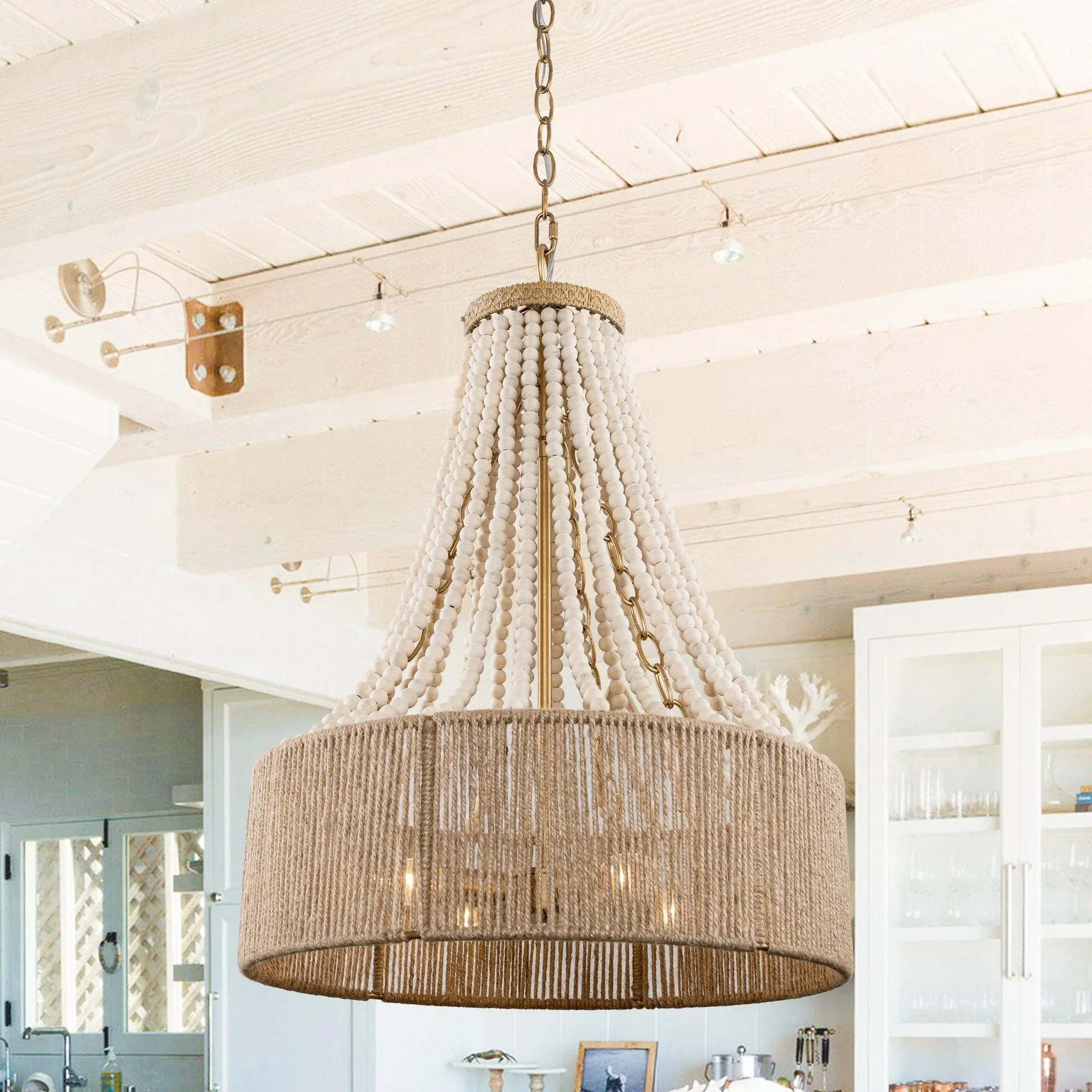 4-Light Golden Farmhouse Dry Rated Chandelier