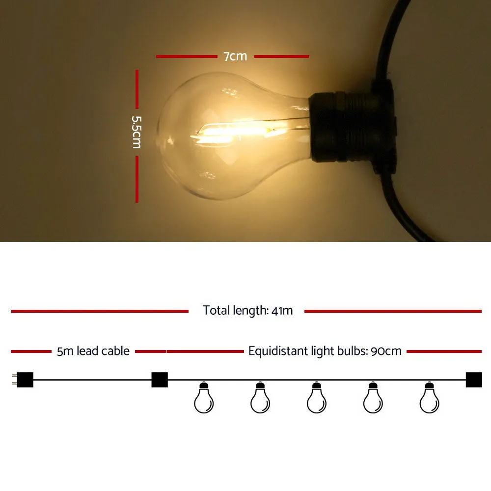 41m LED Festoon String Lights 40 Bulbs Kits Wedding Party Christmas A19