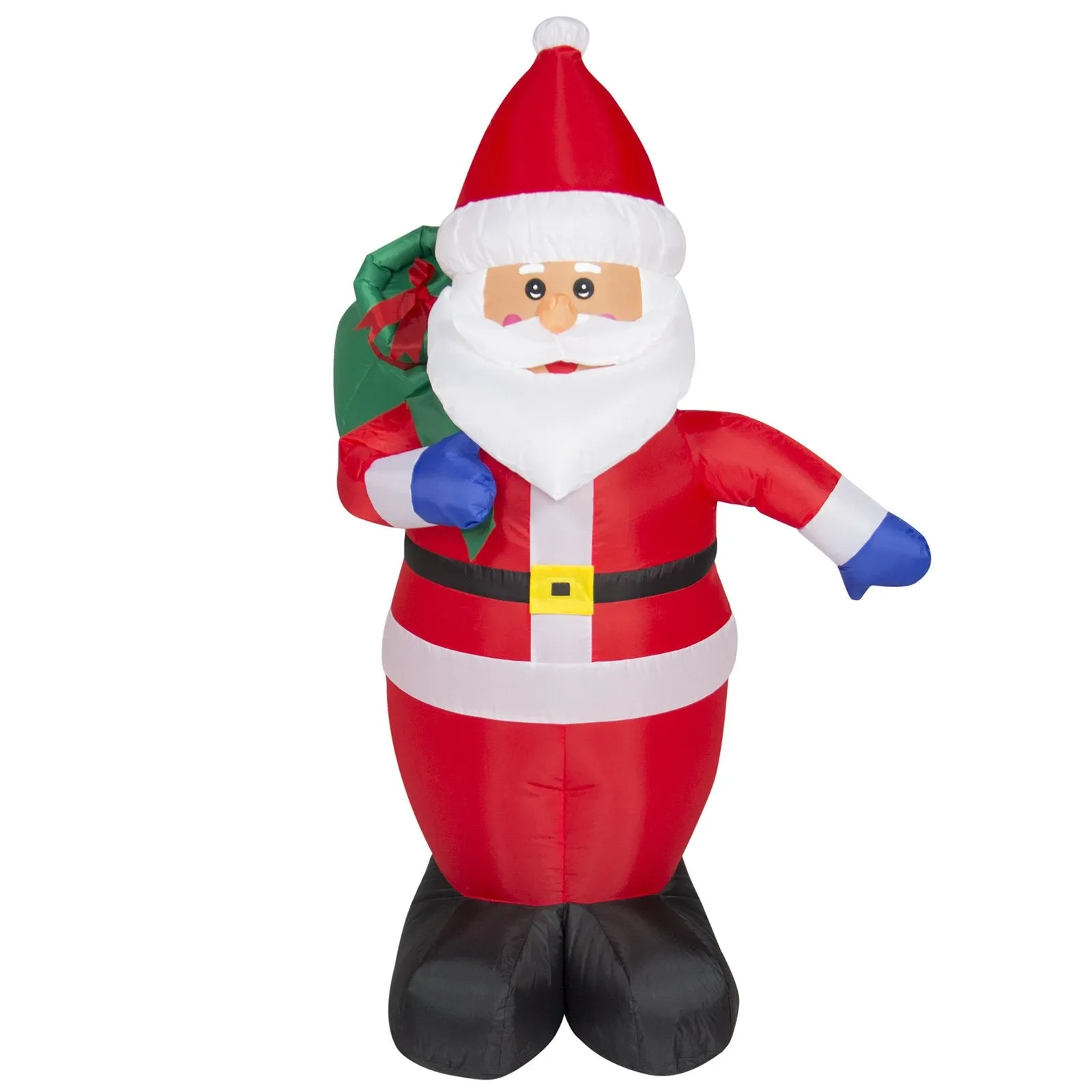 4ft Pre-Lit Inflatable Santa Claus Holiday Decor w/ Blower, Lights - Red