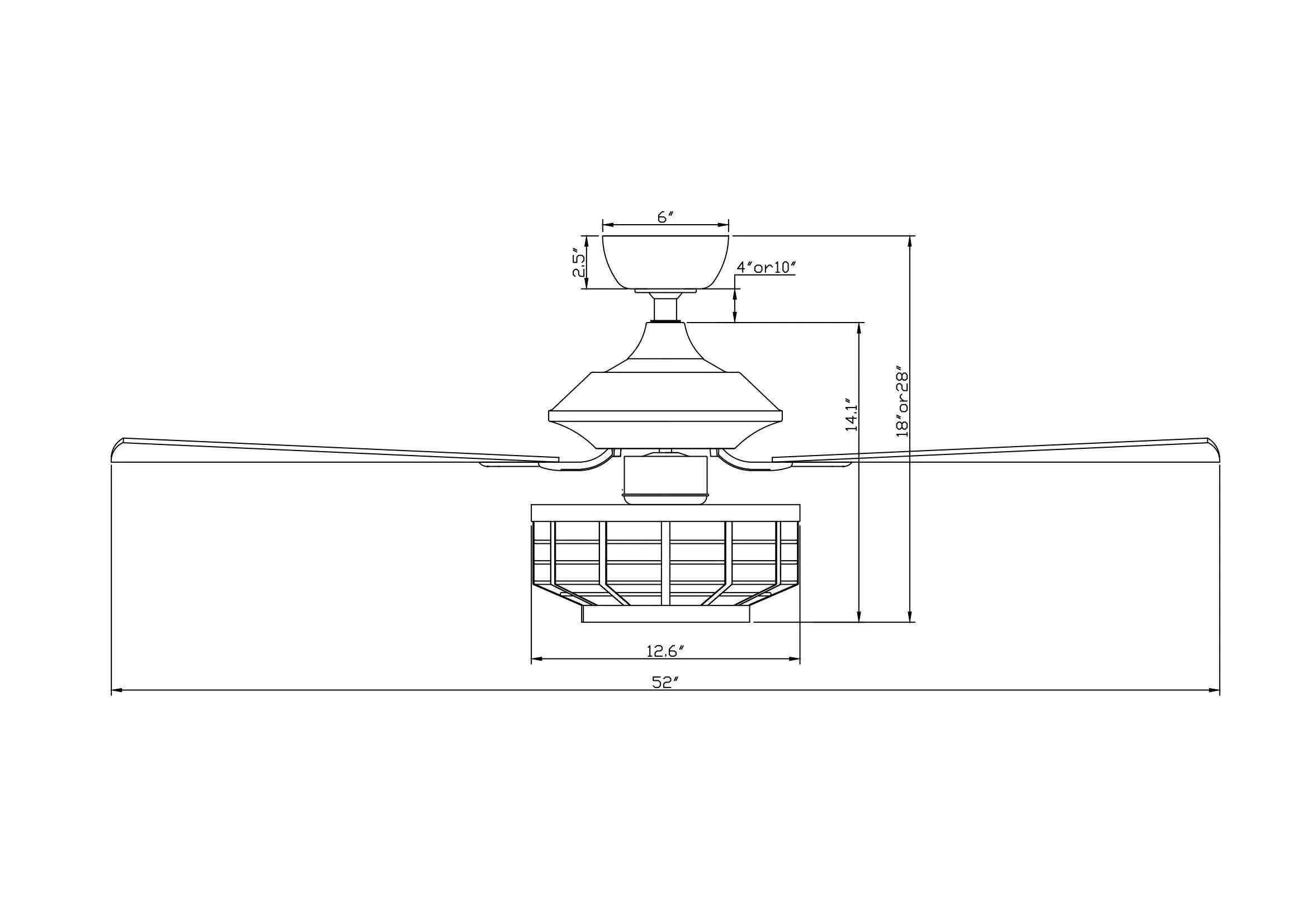 52" Paquette Industrial Downrod Mount Reversible Ceiling Fan with Lighting and Remote Control