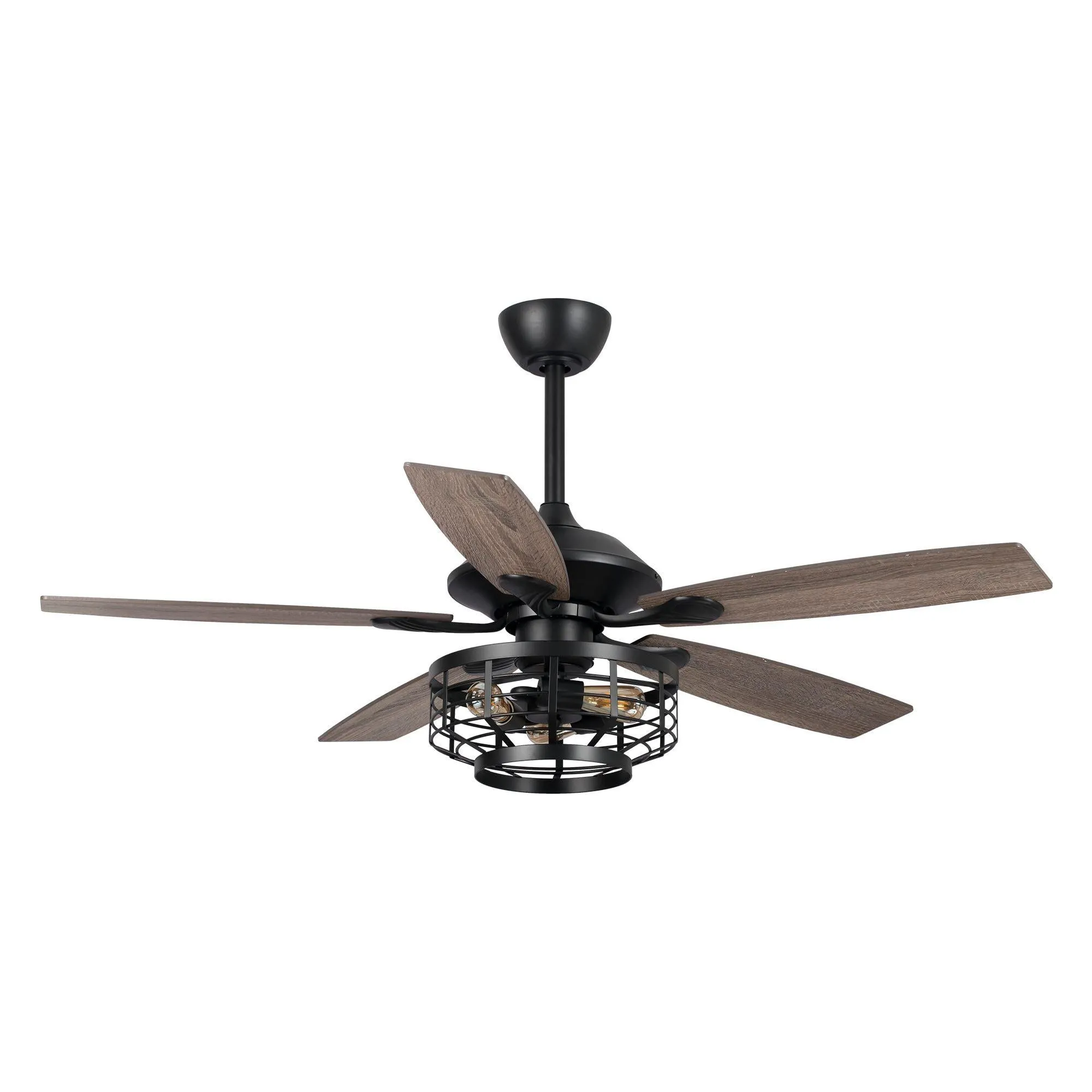 52" Paquette Industrial Downrod Mount Reversible Ceiling Fan with Lighting and Remote Control