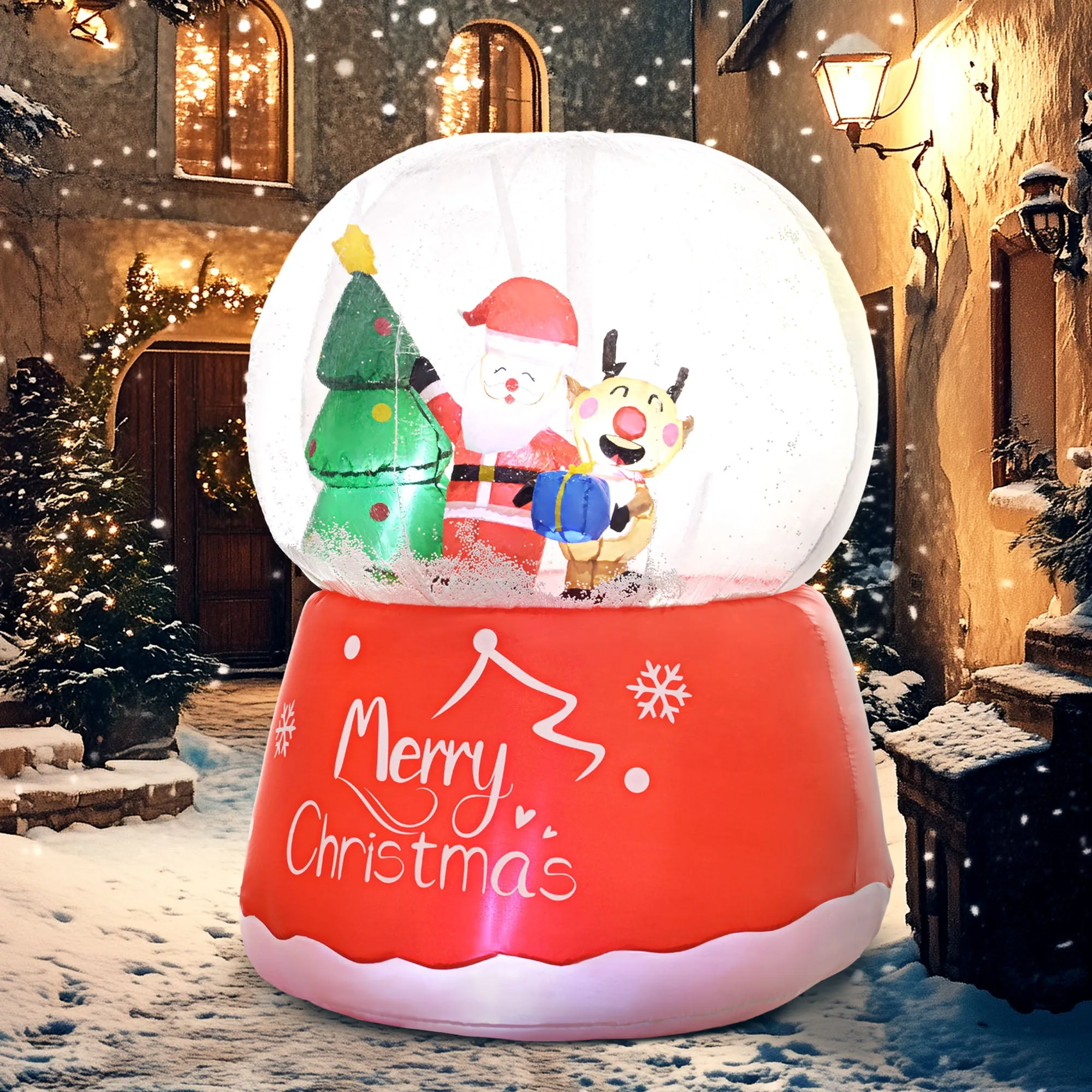 5.5FT Christmas Inflatable Crystal Ball with LED Lights for Party