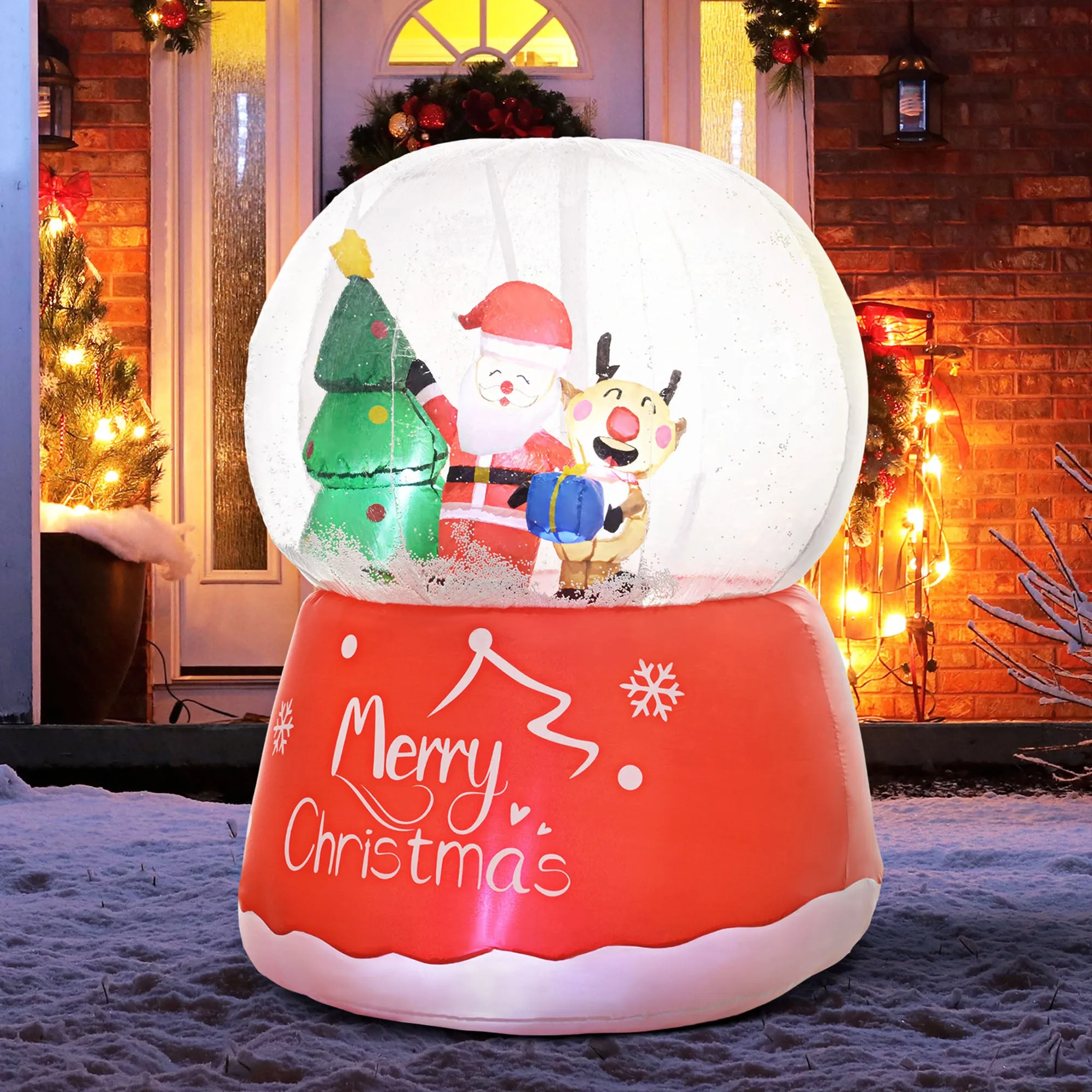 5.5FT Christmas Inflatable Crystal Ball with LED Lights for Party