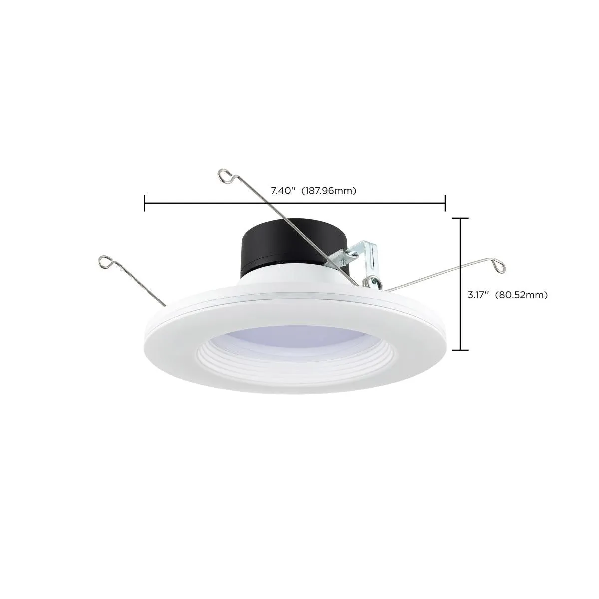 5/6 inch Deep Baffle LED Recessed Can Light with Night Light, 9 Watts, 800 Lumens, Selectable CCT