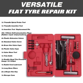 56Pc Heavy Duty Tire Repair Kit with Case for Car, SUV, Truck