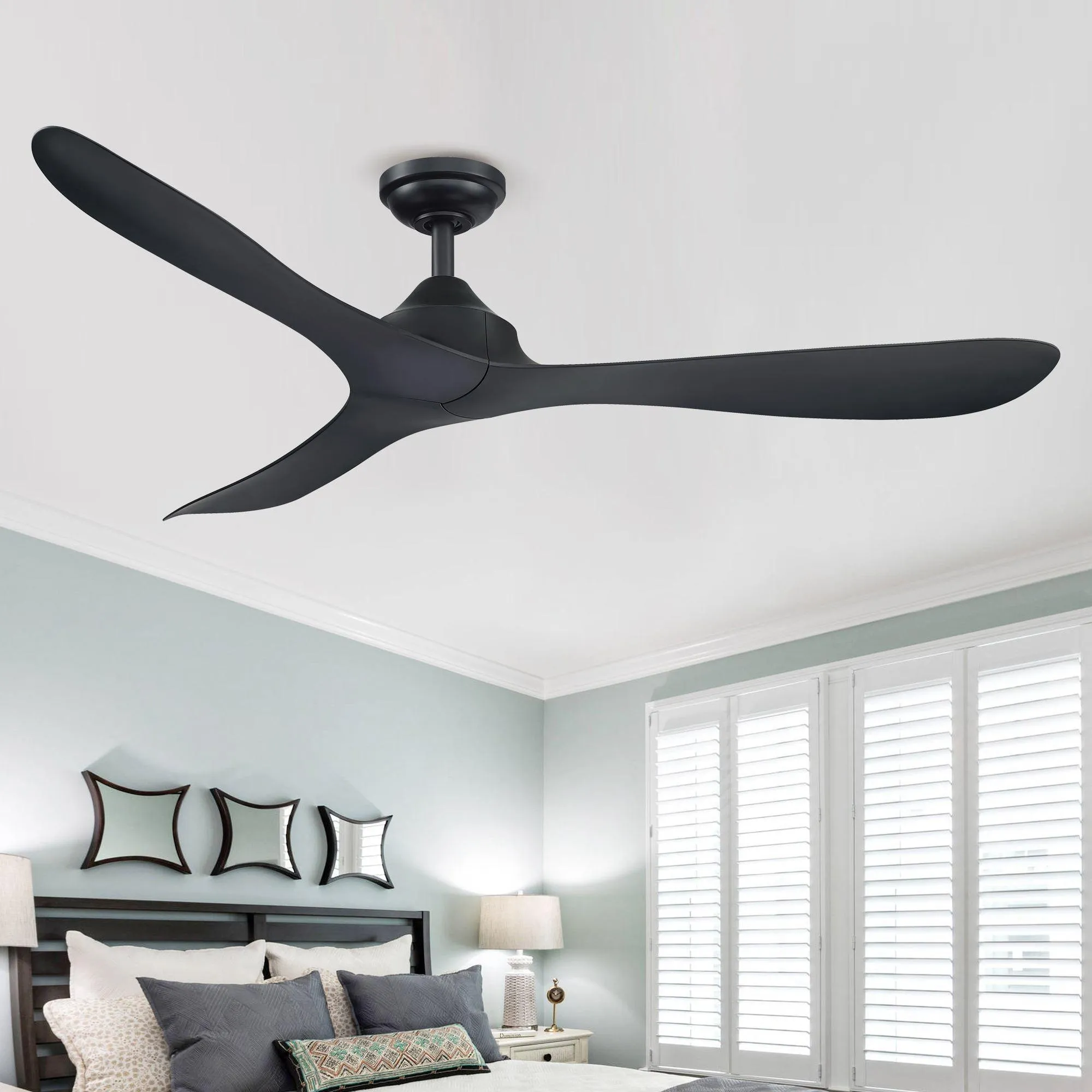 56" Modern DC Motor Downrod Mount Reversible Ceiling Fan with Remote Control