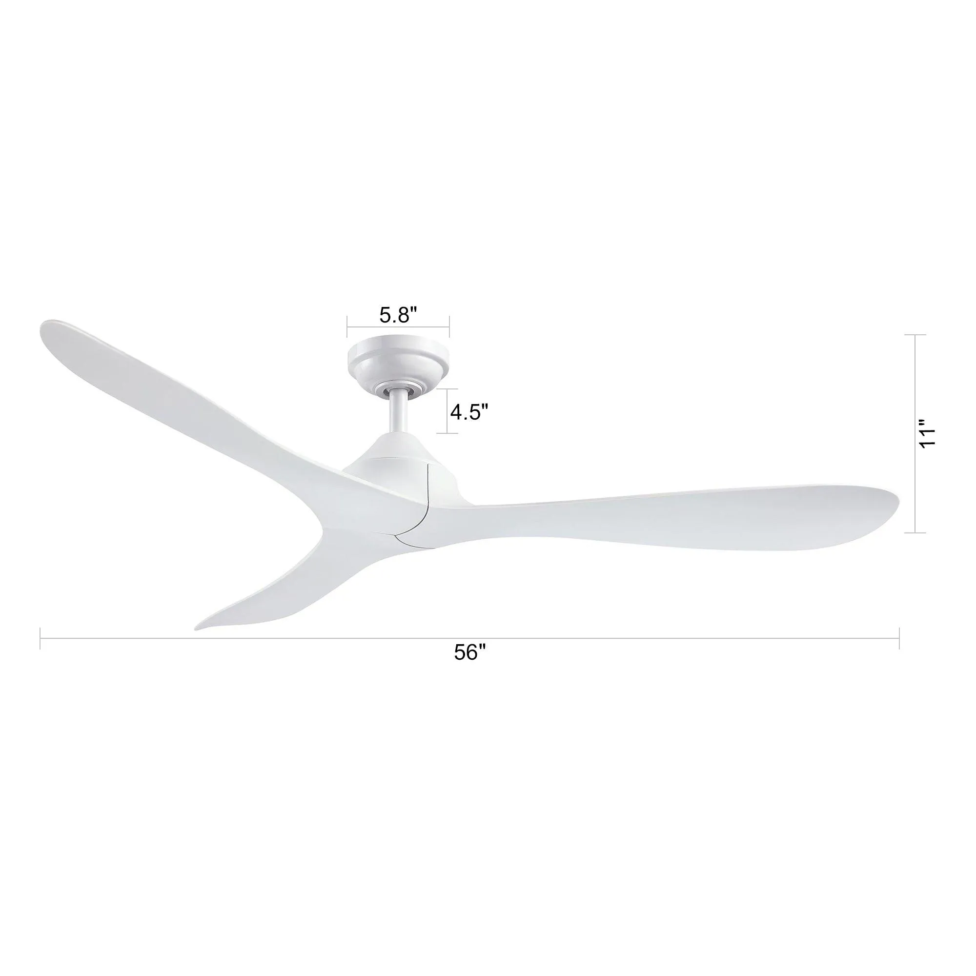 56" Modern DC Motor Downrod Mount Reversible Ceiling Fan with Remote Control