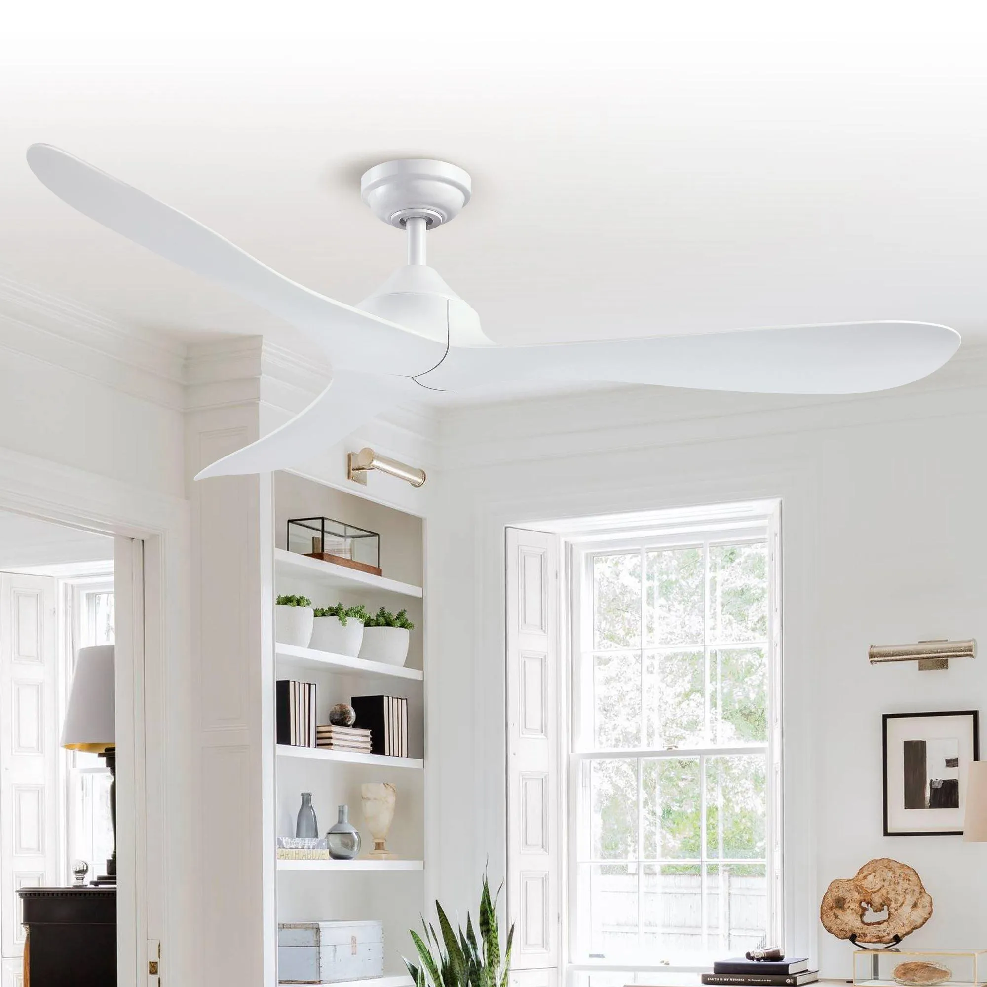 56" Modern DC Motor Downrod Mount Reversible Ceiling Fan with Remote Control