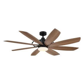 60" Antone Industrial DC Motor Downrod Mount Reversible Ceiling Fan with Lighting and Remote Control