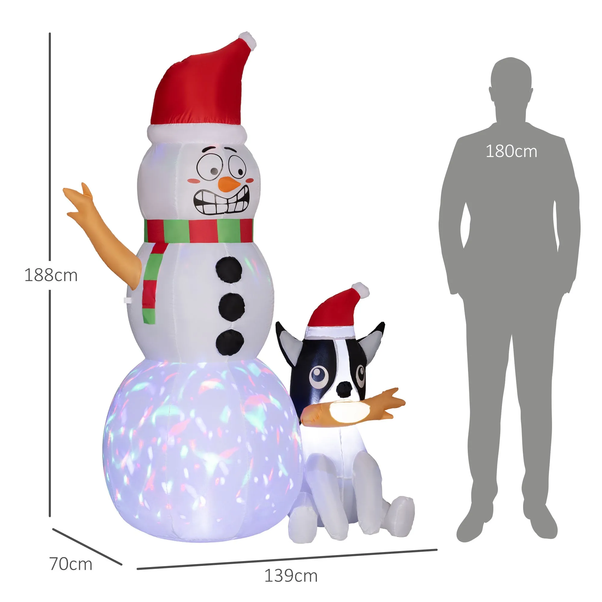 6.2FT Christmas Blow Up Snowman with Dog for Garden Party Outdoor