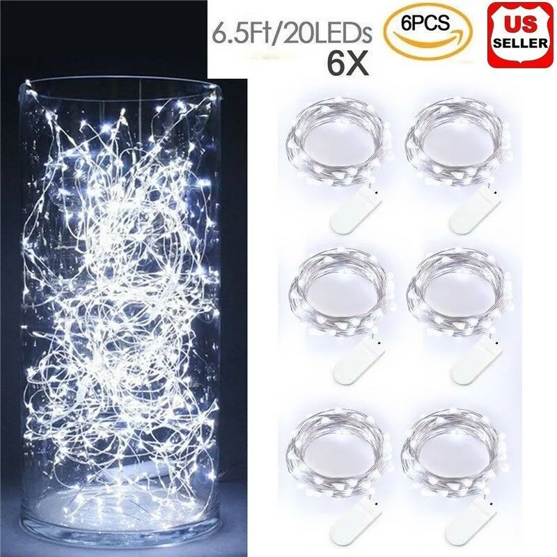 6x 20LEDs 2m Waterproof LED MICRO Silver Copper Wire String Fairy Lights Decor