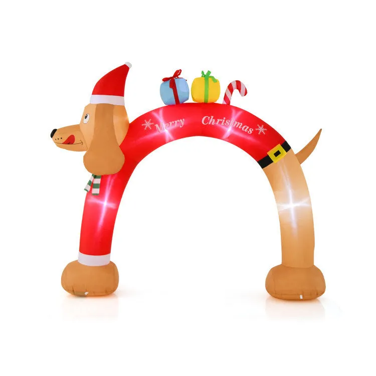 8 Feet Lighted Inflatable Christmas Dachshund Arch with Air Blower