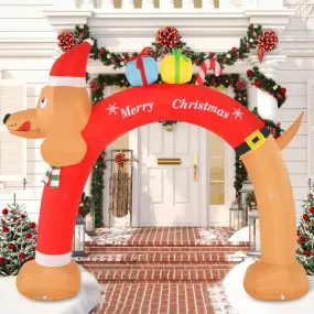 8 Feet Lighted Inflatable Christmas Dachshund Arch with Air Blower