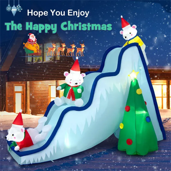 9 Feet Christmas Decoration Inflatable Polar Bear Slide Scene Decoration