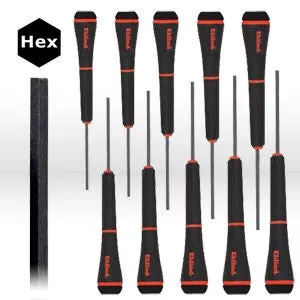 92300 Eklind Precision Hex Screwdriver Set,Hex .028-5/32",10 Pc