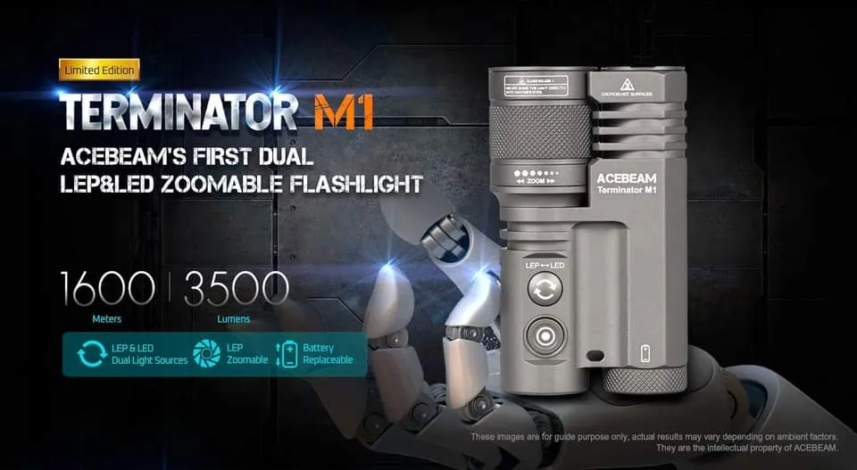 Acebeam Terminator M1 Dual Head LED LEP Flashlight (Limited Edition)