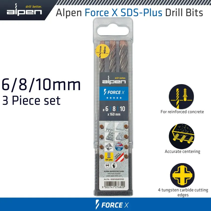 ALPEN FORCE X SDS SET 3 PCS 6/8/10 MM X 160 ALP8150681