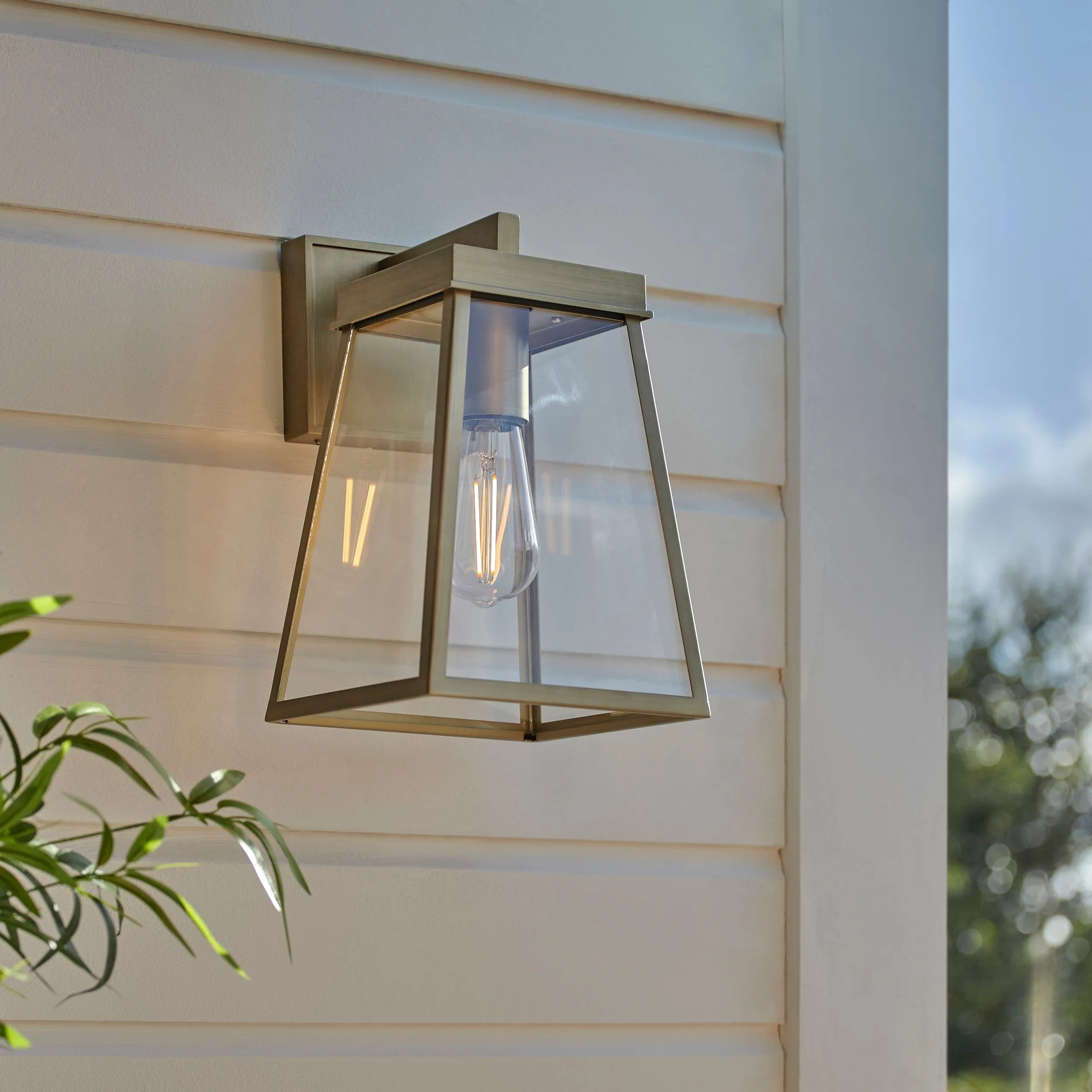 Amos Bentley Outdoor Wall Light Brushed Gold