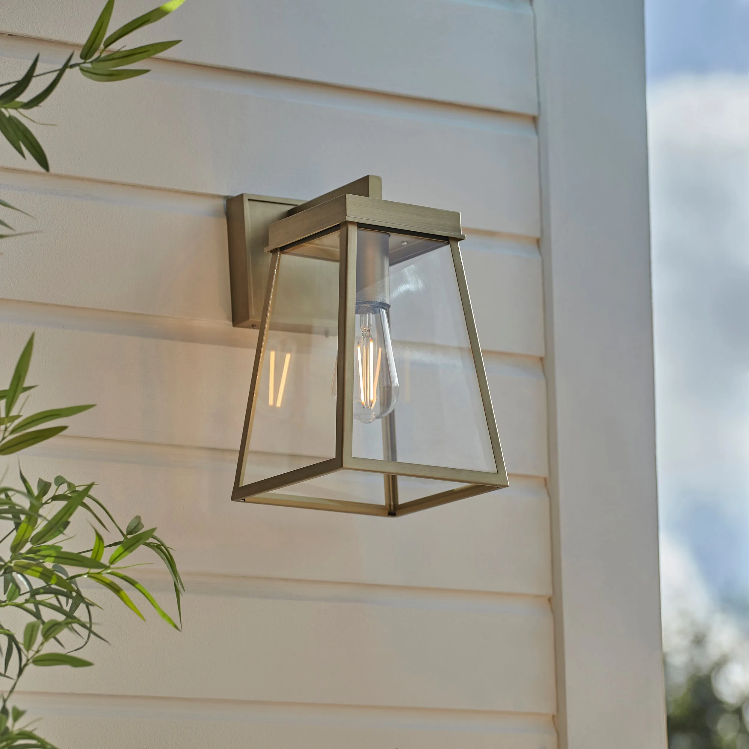 Amos Bentley Outdoor Wall Light Brushed Gold