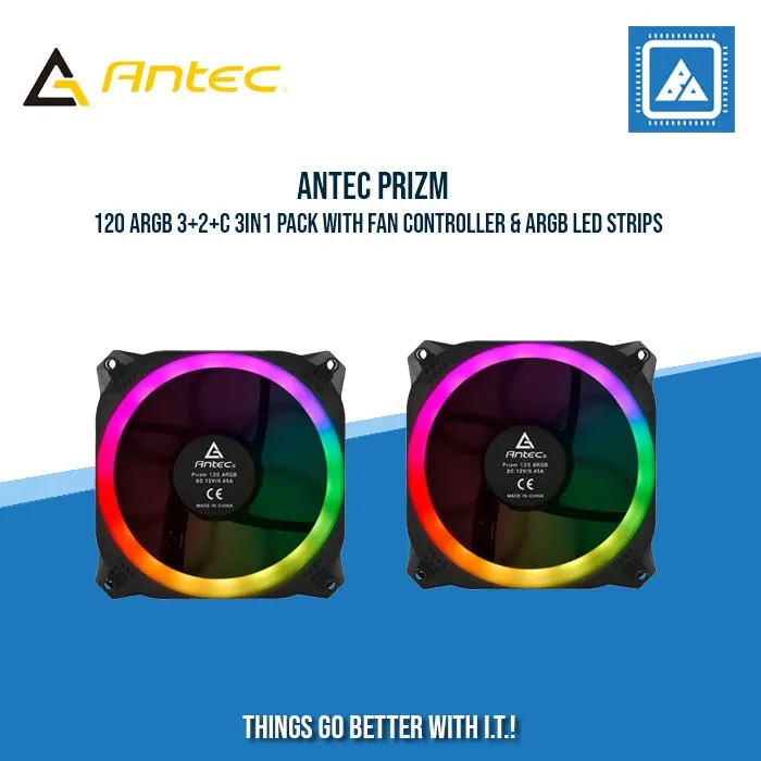 ANTEC PRIZM 120 ARGB 3 2 C 3IN1 PACK WITH FAN CONTROLLER & ARGB LED STRIPS