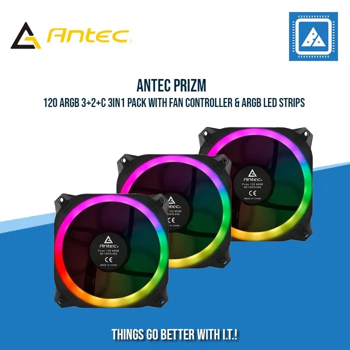 ANTEC PRIZM 120 ARGB 3 2 C 3IN1 PACK WITH FAN CONTROLLER & ARGB LED STRIPS