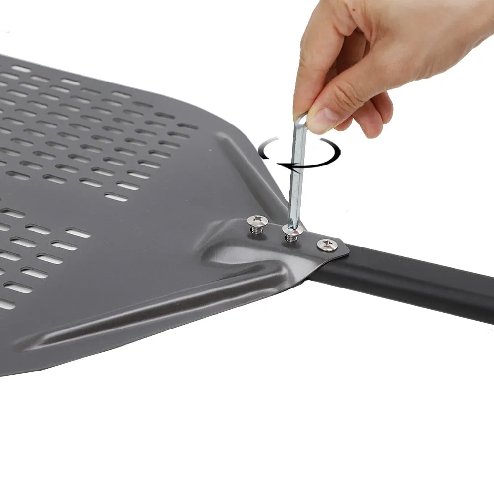 Anygleam Pizza Shovel 30 cm x 70cm  Dark Grey for Perforated Peel with Metal Handle Oven Turning Baking Accessory