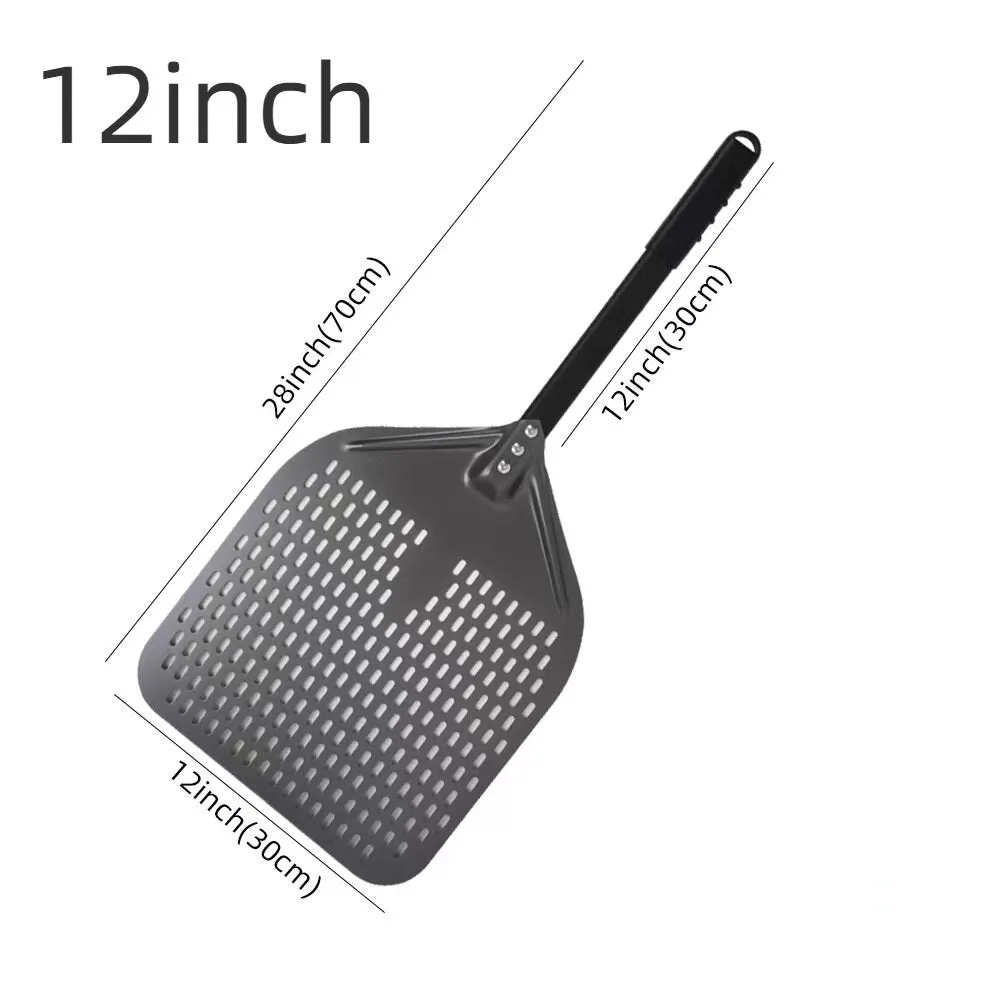 Anygleam Pizza Shovel 30 cm x 70cm  Dark Grey for Perforated Peel with Metal Handle Oven Turning Baking Accessory