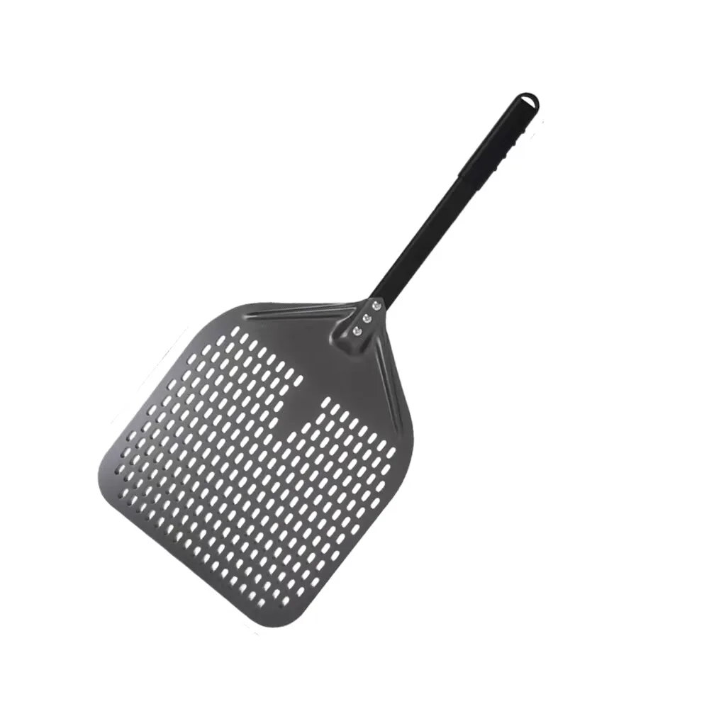 Anygleam Pizza Shovel 30 cm x 70cm  Dark Grey for Perforated Peel with Metal Handle Oven Turning Baking Accessory