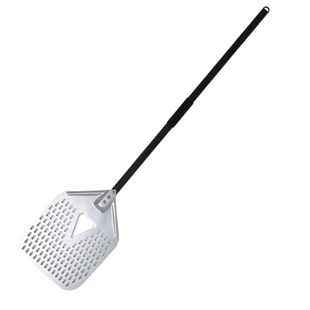 Anygleam Pizza Shovel 33 cm X 129cm Silver for Perforated Peel with Metal Handle Oven Turning Baking Accessory