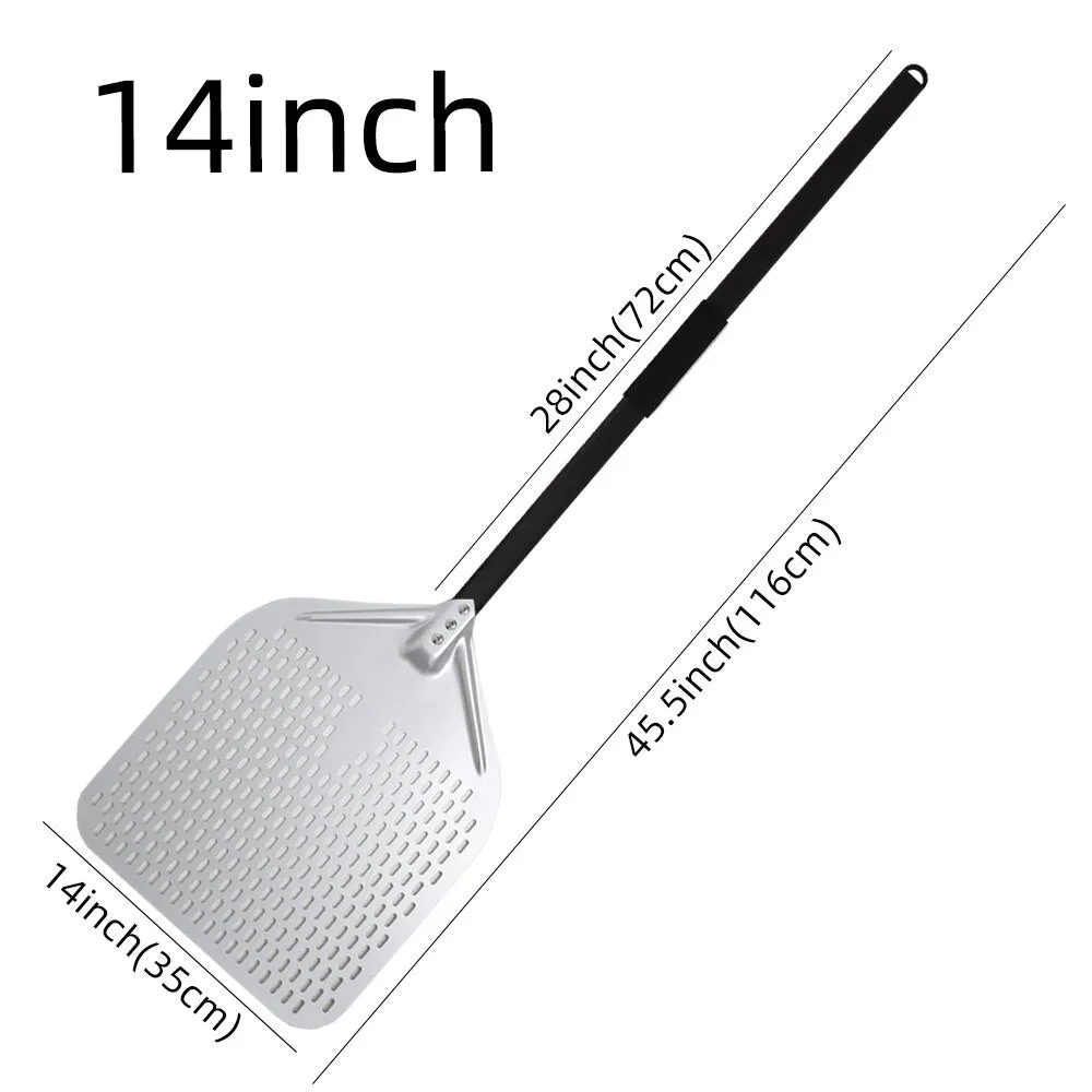 Anygleam Pizza Shovel 35 cm X 116cm Silver for Perforated Peel with Metal Handle Oven Turning Baking Accessory