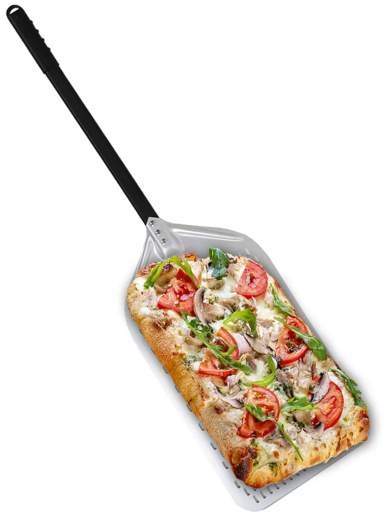 Anygleam Pizza Shovel 35 cm X 116cm Silver for Perforated Peel with Metal Handle Oven Turning Baking Accessory