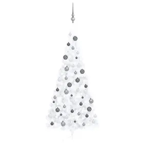 Artificial Half Pre-lit Christmas Tree with Ball Set White 240 cm