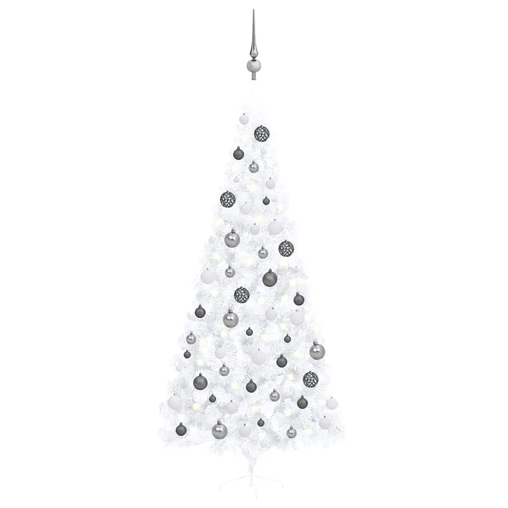 Artificial Half Pre-lit Christmas Tree with Ball Set White 240 cm