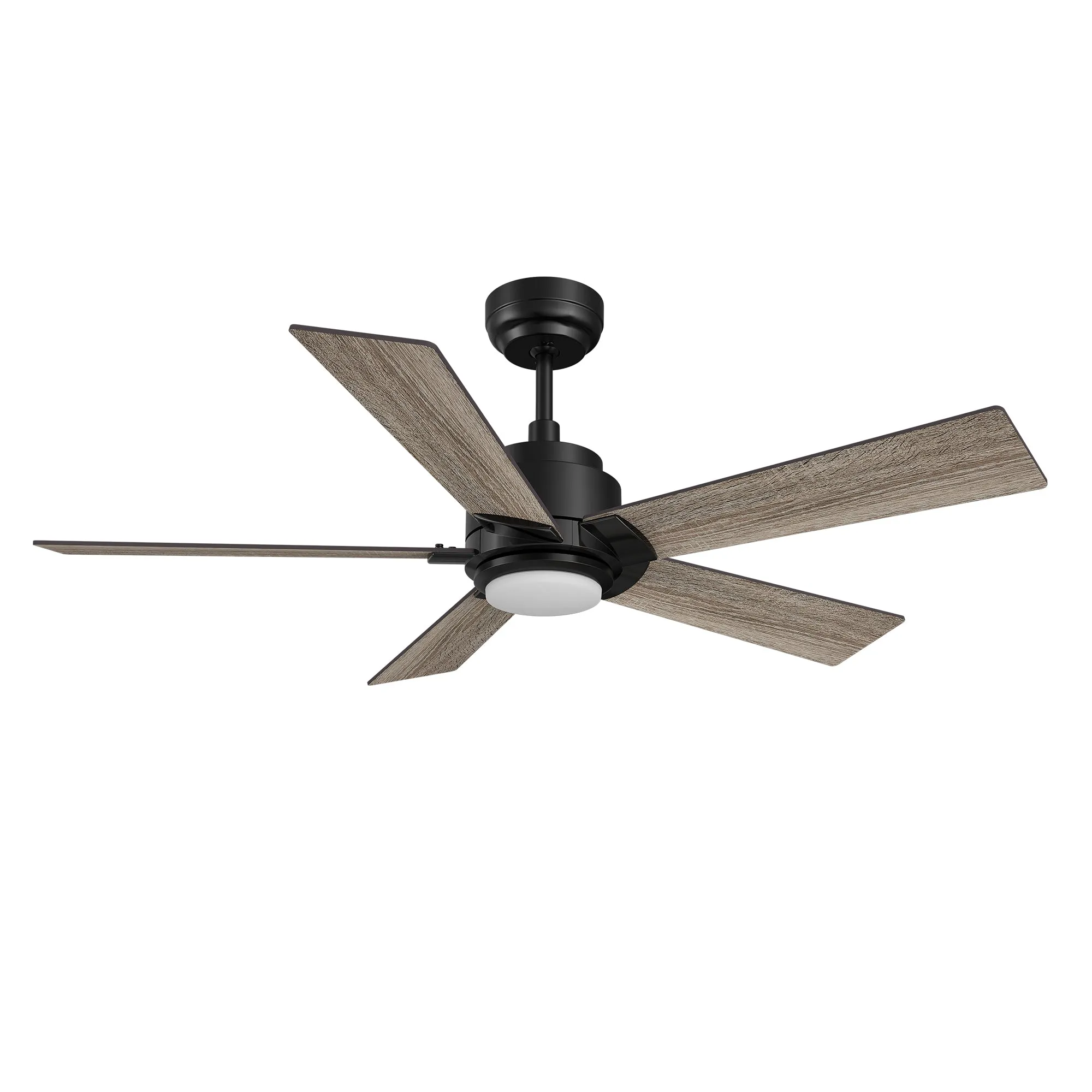 ASCENDER 56 inch 5-Blade Smart Ceiling Fan with LED Light & Remote Control - Black/Walnut & Barnwood (Reversible Blades)