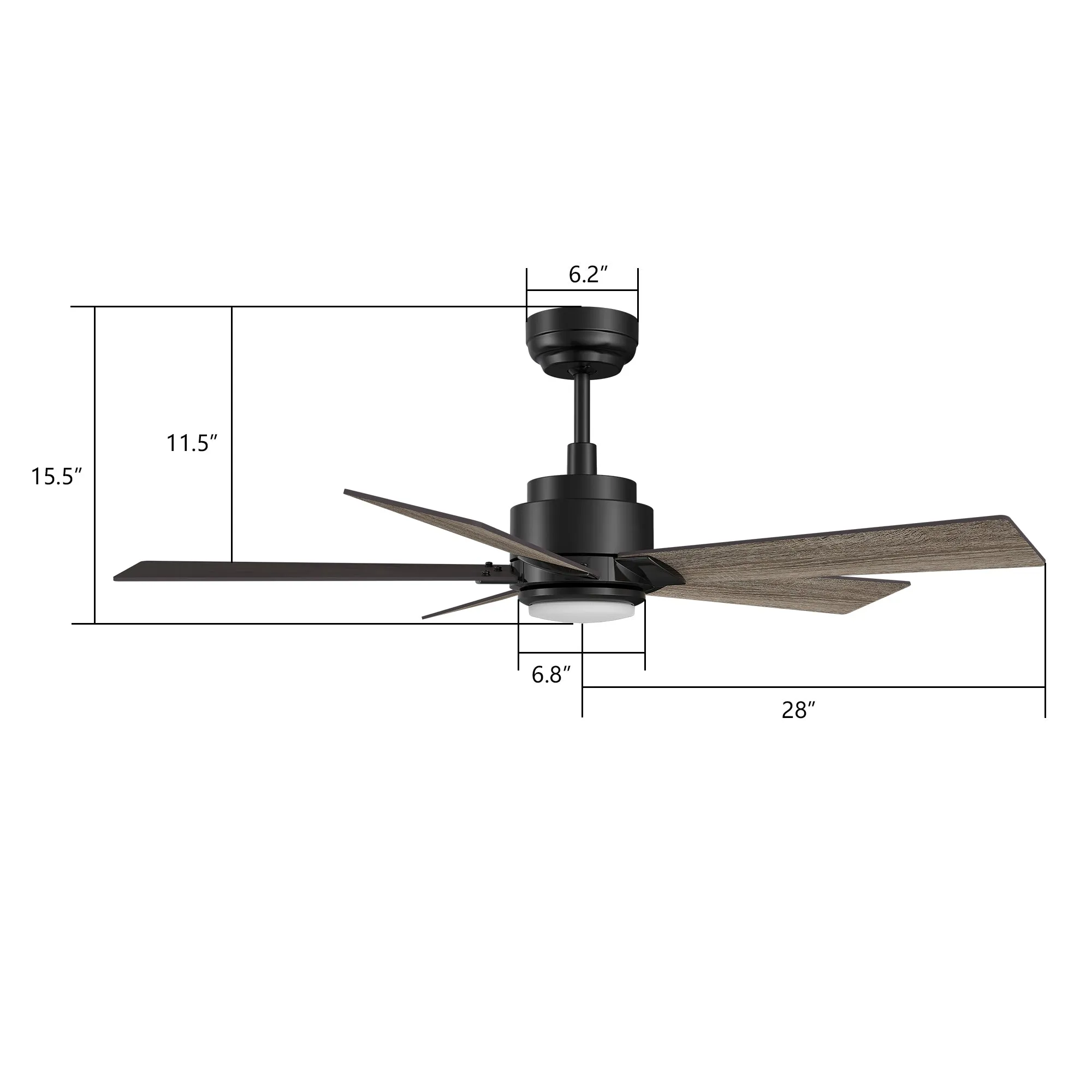 ASCENDER 56 inch 5-Blade Smart Ceiling Fan with LED Light & Remote Control - Black/Walnut & Barnwood (Reversible Blades)