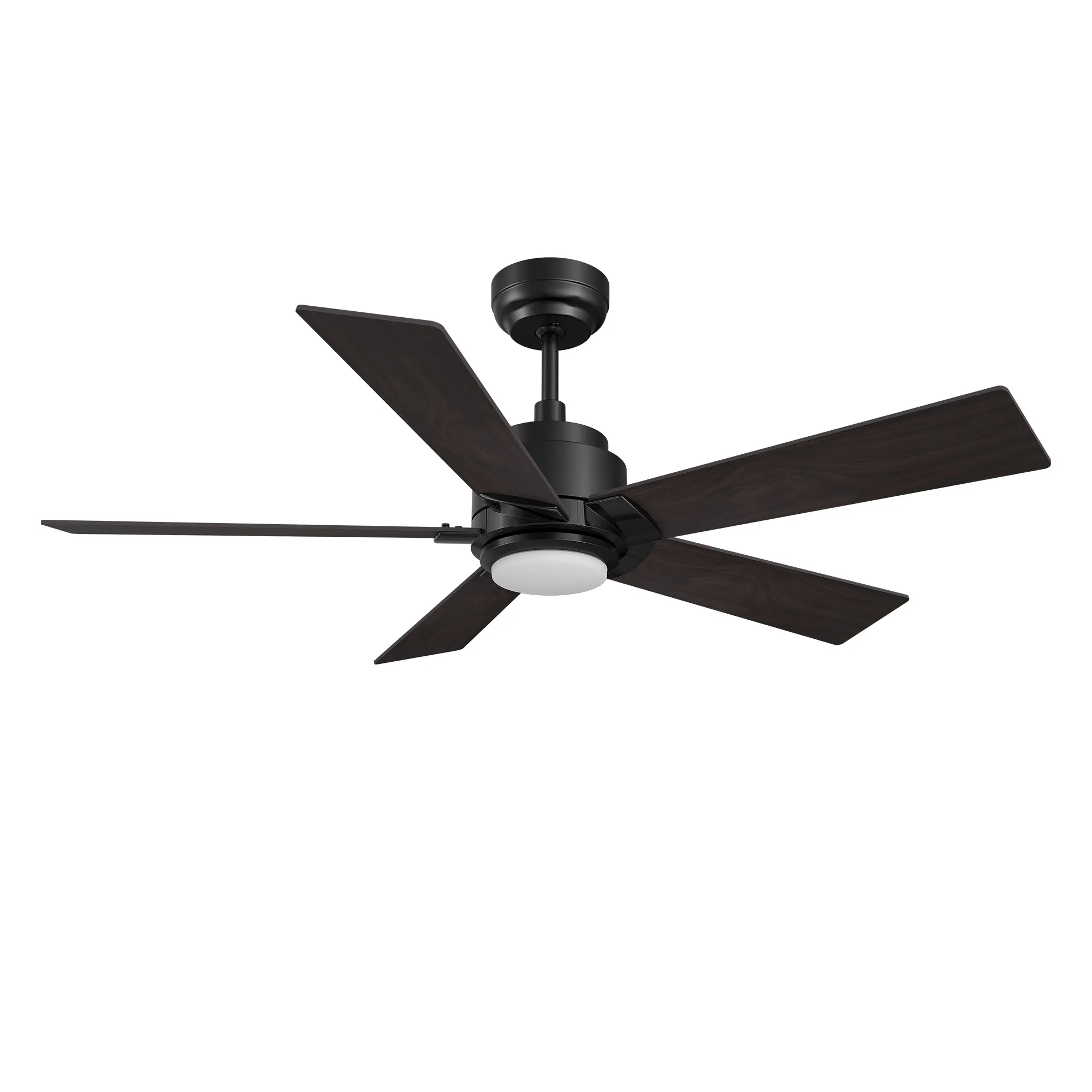 ASCENDER 56 inch 5-Blade Smart Ceiling Fan with LED Light & Remote Control - Black/Walnut & Barnwood (Reversible Blades)