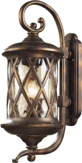 Barrington Gate 3 Light Outdoor Sconce In Hazlenut Bronze and Designer Water Glass