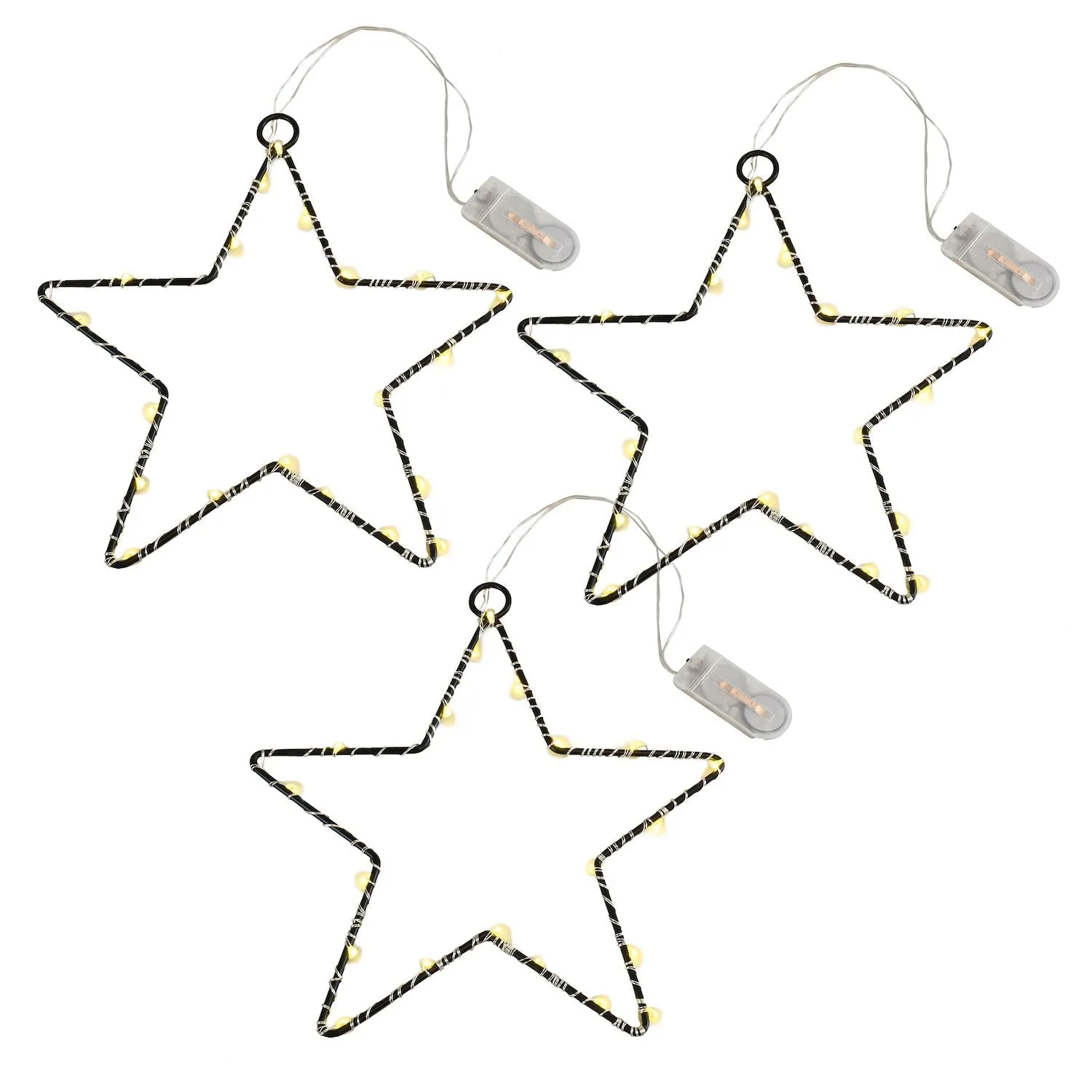 Battery Operated LED Lighted Metal Stars- Set of 3