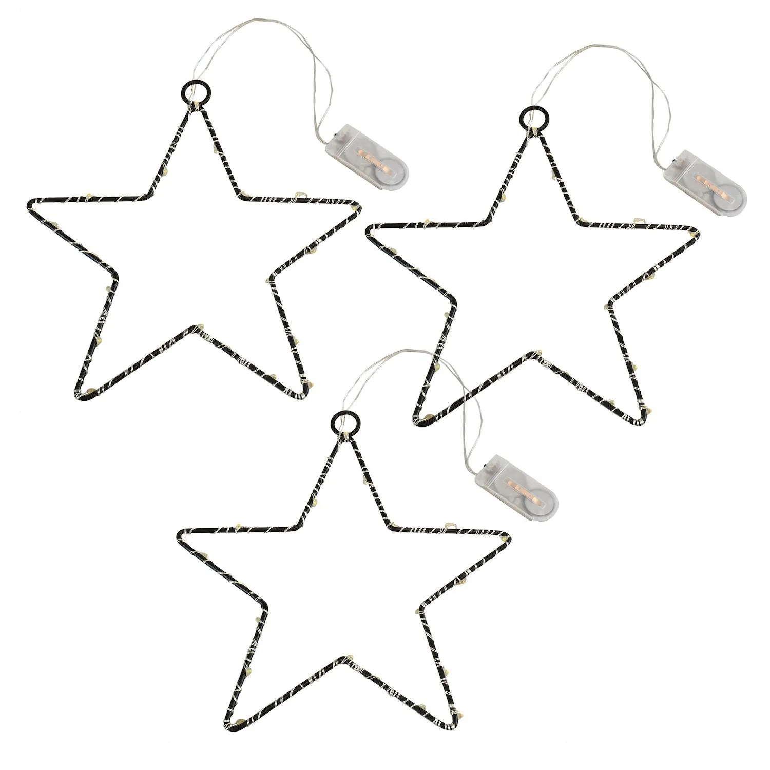 Battery Operated LED Lighted Metal Stars- Set of 3