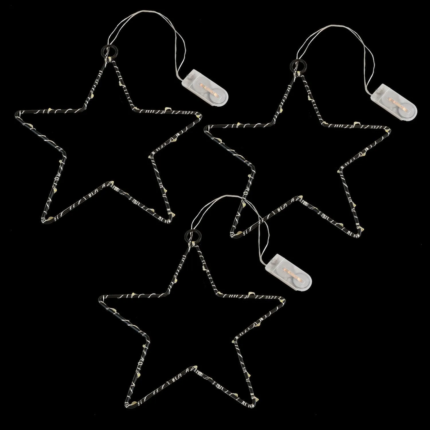 Battery Operated LED Lighted Metal Stars- Set of 3