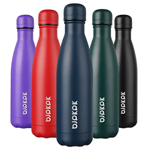 BJPKPK Insulated Water Bottles -17oz/500ml -Stainless Steel Water bottles, Sports water bottles Keep cold for 24 Hours and hot for 12 Hours, water bottles for travel,Navy blue