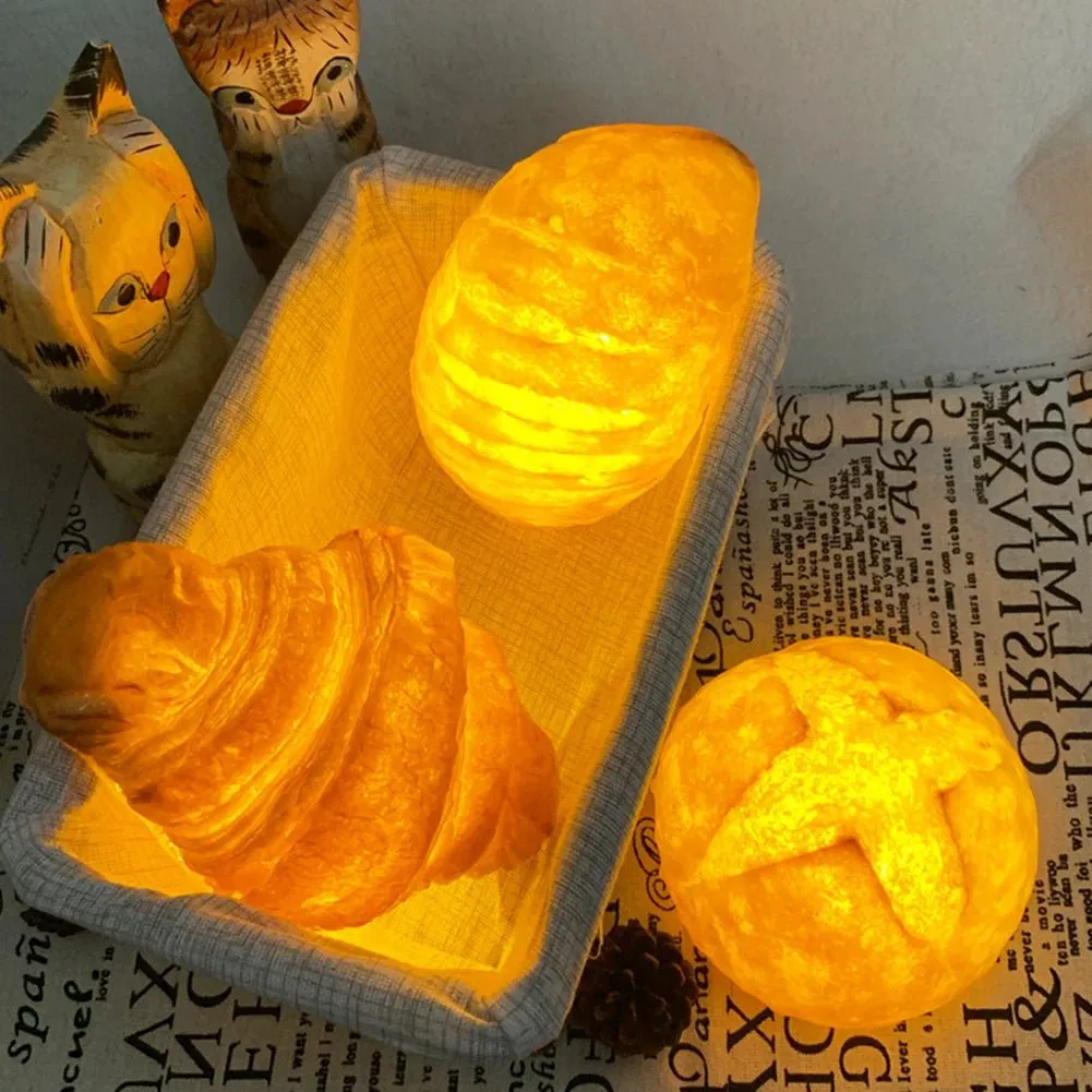 Bread Shaped LED Night Lamp- Croissant and Cake Lamps for a Whimsical Touch in Your Home or Bakery